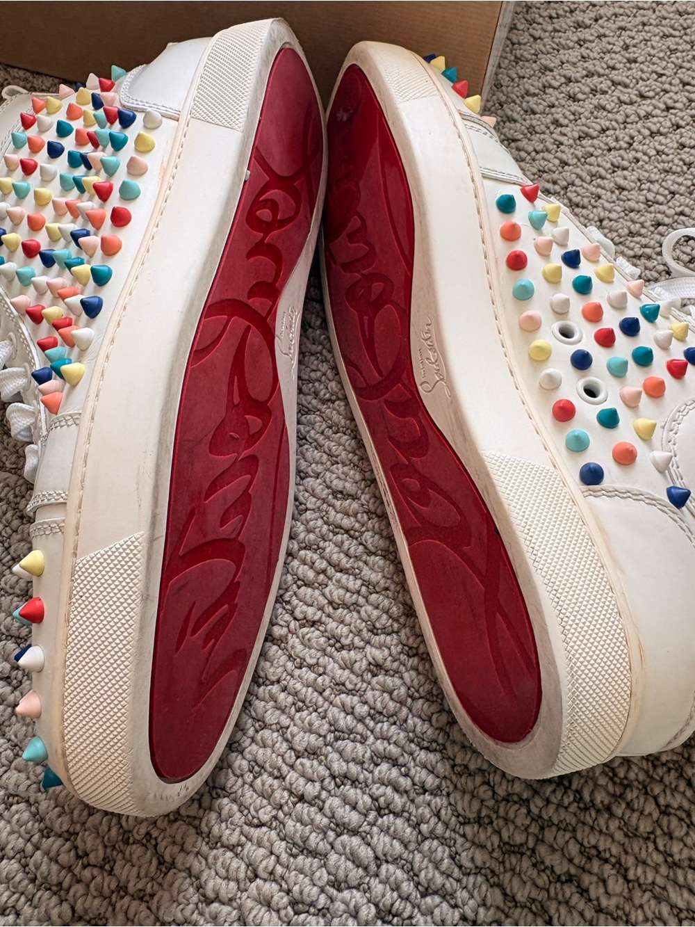 Christian Louboutin Louis Candy Spike White High-Top Sneakers - Picture 4 of 6
